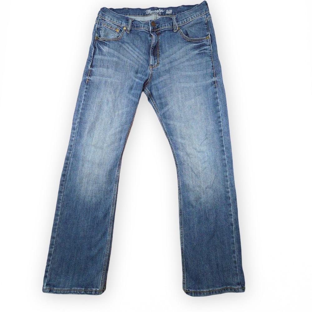 Wrangler Retro Jeans Mens 38x32 Blue Slim Boot Western Rodeo Denim Cowboy Ranch